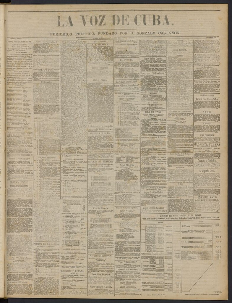 Miniatura de La Voz de Cuba: diario conservador del 28 de noviembre de 1873, nº 283