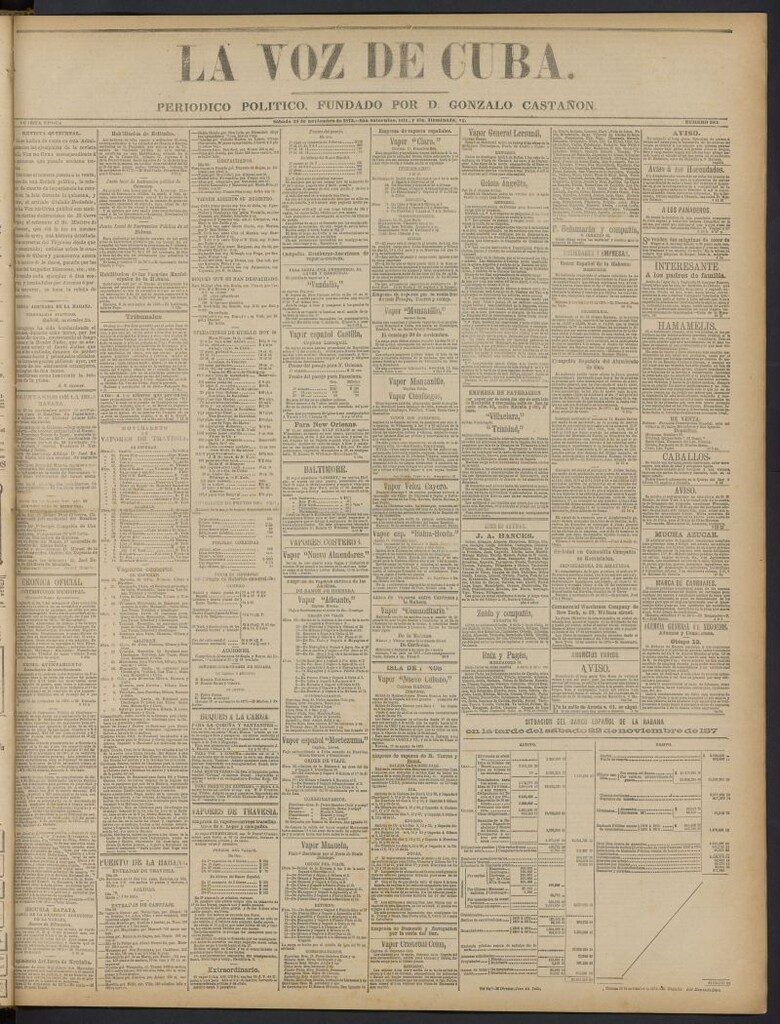 Miniatura de La Voz de Cuba: diario conservador del 29 de noviembre de 1873, nº 284