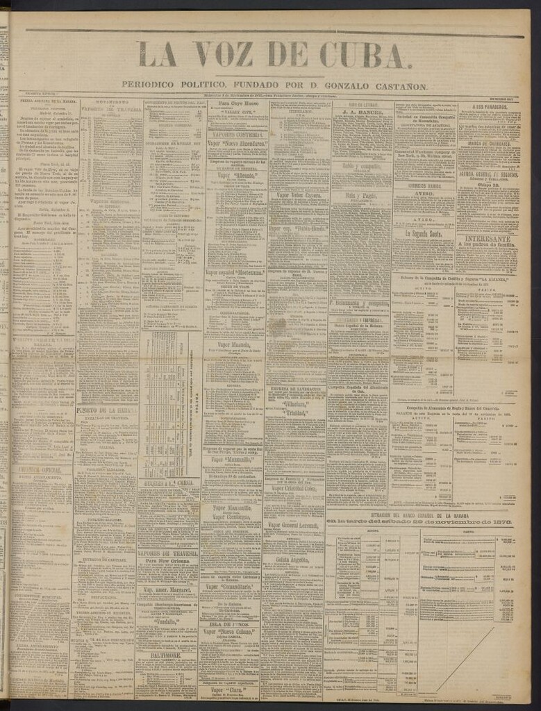 Miniatura de La Voz de Cuba: diario conservador del 3 de diciembre de 1873, nº 287
