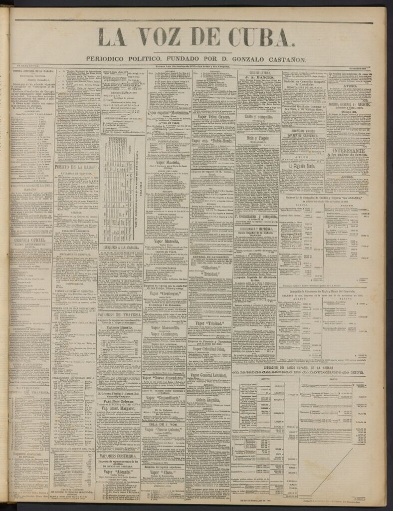 Miniatura de La Voz de Cuba: diario conservador del 5 de diciembre de 1873, nº 289