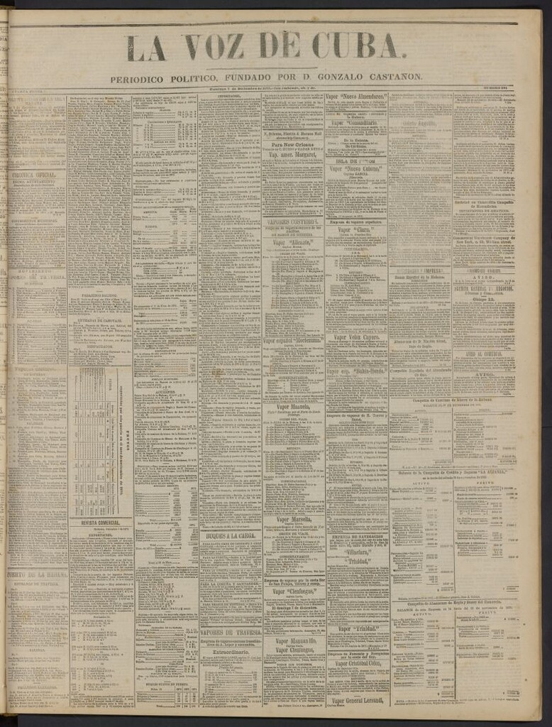 Miniatura de La Voz de Cuba: diario conservador del 7 de diciembre de 1873, nº 291