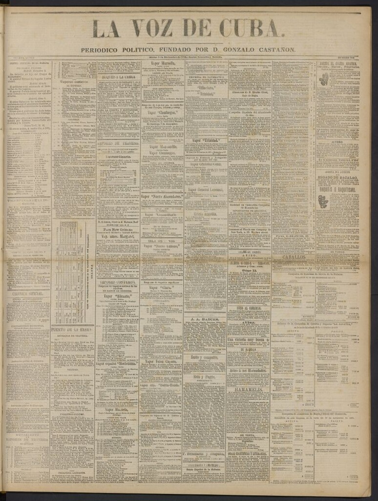 Miniatura de La Voz de Cuba: diario conservador del 9 de diciembre de 1873, nº 292
