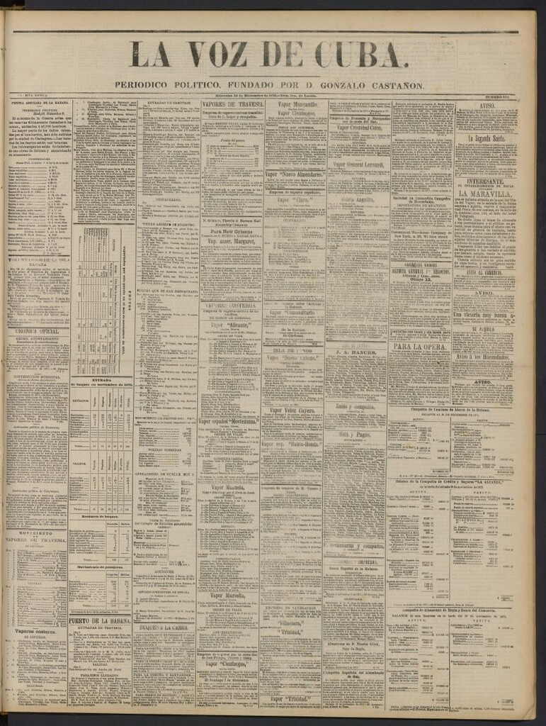 Miniatura de La Voz de Cuba: diario conservador del 10 de diciembre de 1873, nº 293