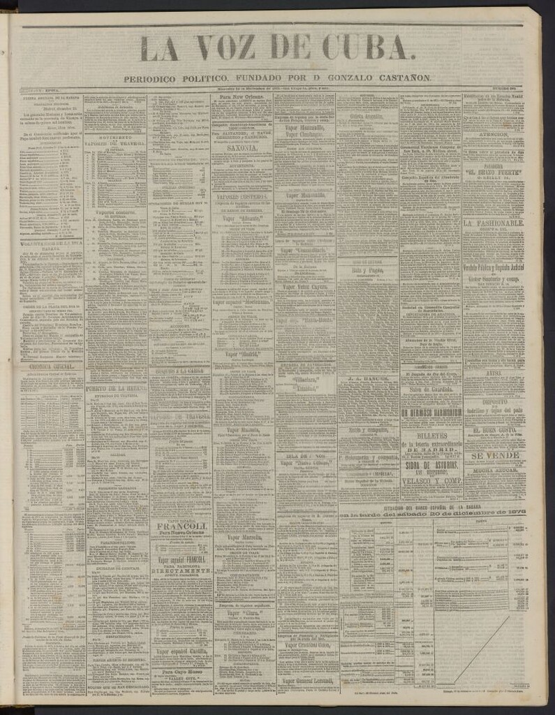 Miniatura de La Voz de Cuba: diario conservador del 24 de diciembre de 1873, nº 305