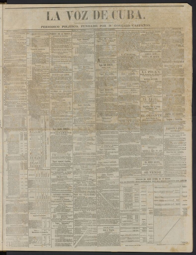 Miniatura de La Voz de Cuba: diario conservador del 27 de diciembre de 1873, nº 308