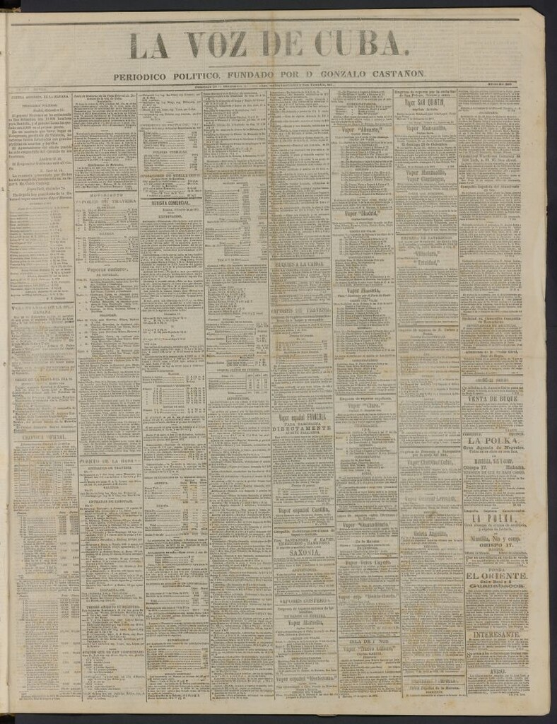 Miniatura de La Voz de Cuba: diario conservador del 28 de diciembre de 1873, nº 309