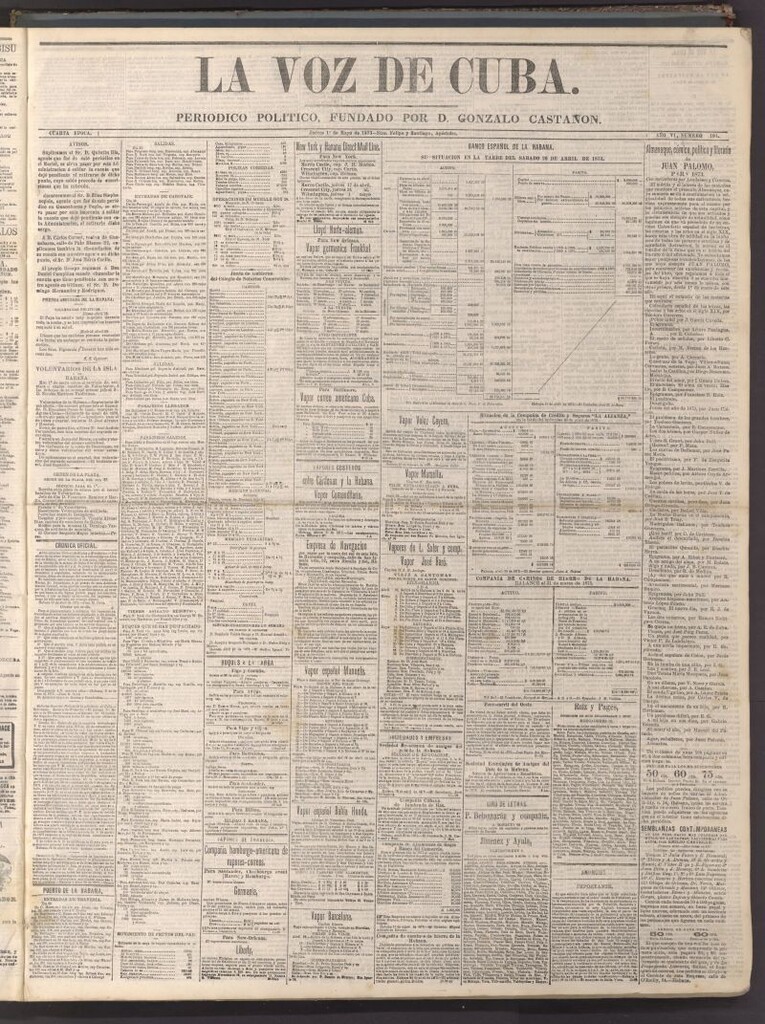 Miniatura de La Voz de Cuba: diario conservador del 1 de mayo de 1873
