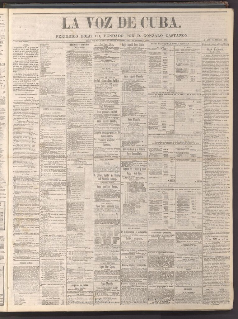 Miniatura de La Voz de Cuba: diario conservador del 3 de mayo de 1873