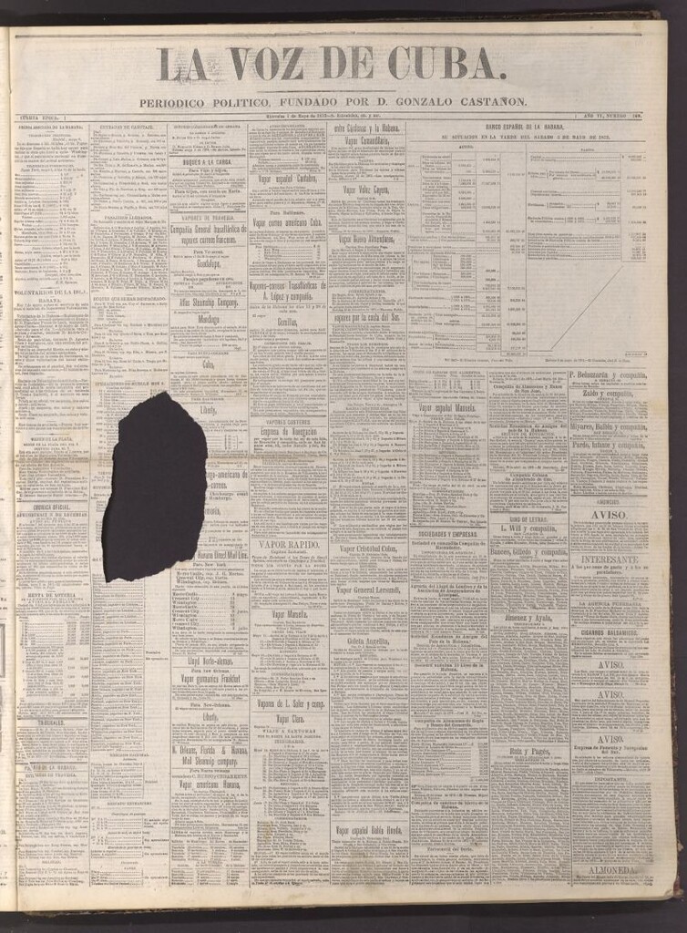 Miniatura de La Voz de Cuba: diario conservador del 7 de mayo de 1873