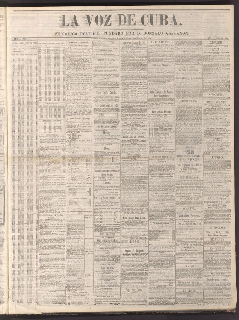 Miniatura de La Voz de Cuba: diario conservador del 9 de mayo de 1873