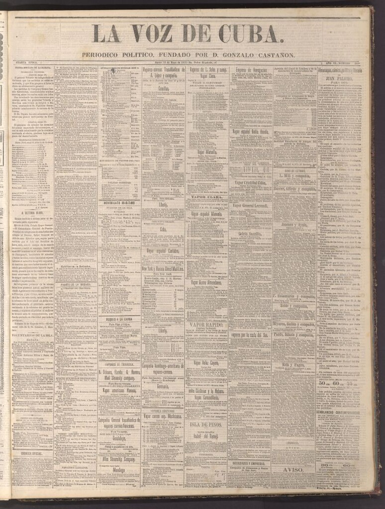 Miniatura de La Voz de Cuba: diario conservador del 13 de mayo de 1873