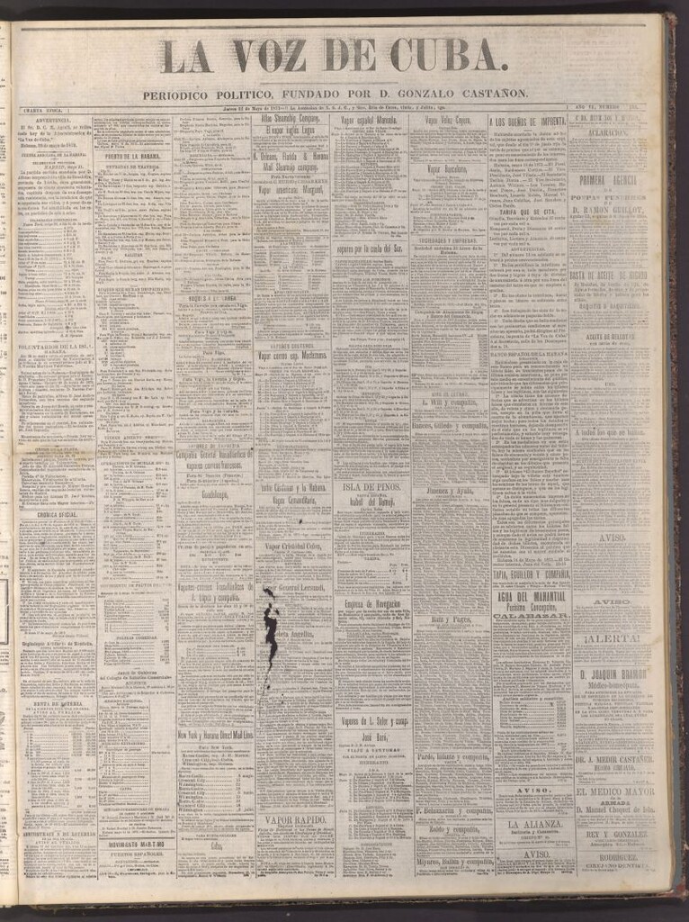 Miniatura de La Voz de Cuba: diario conservador del 22 de mayo de 1873