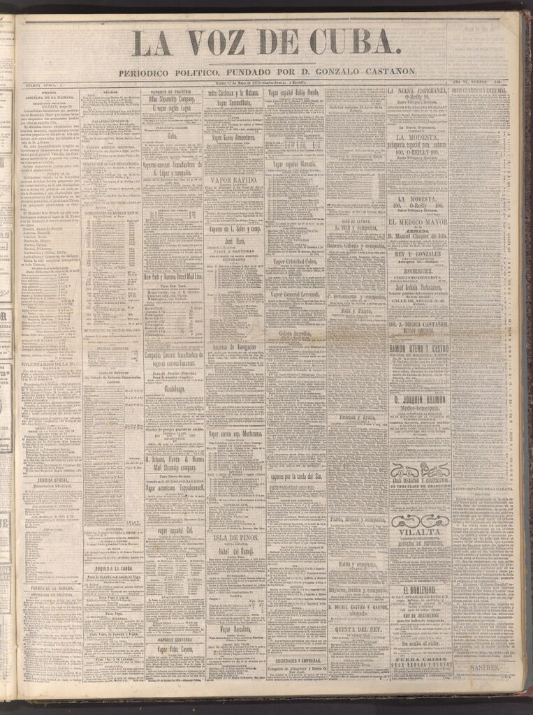 Miniatura de La Voz de Cuba: diario conservador del 27 de mayo de 1873
