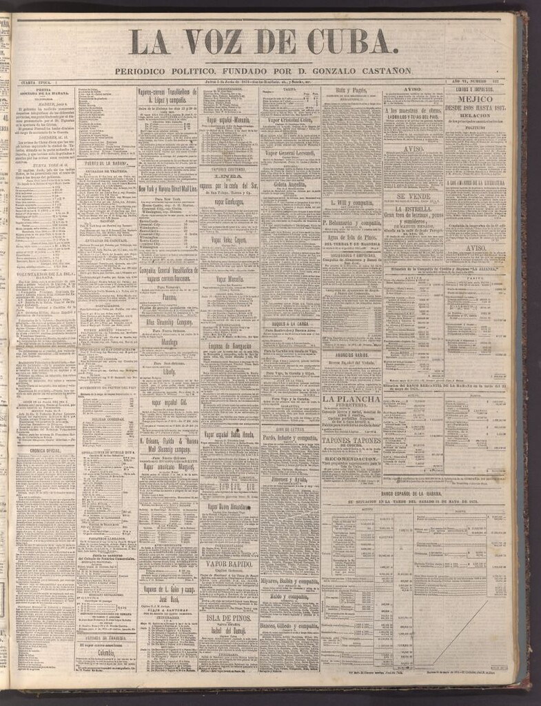 Miniatura de La Voz de Cuba: diario conservador del 5 de junio de 1873