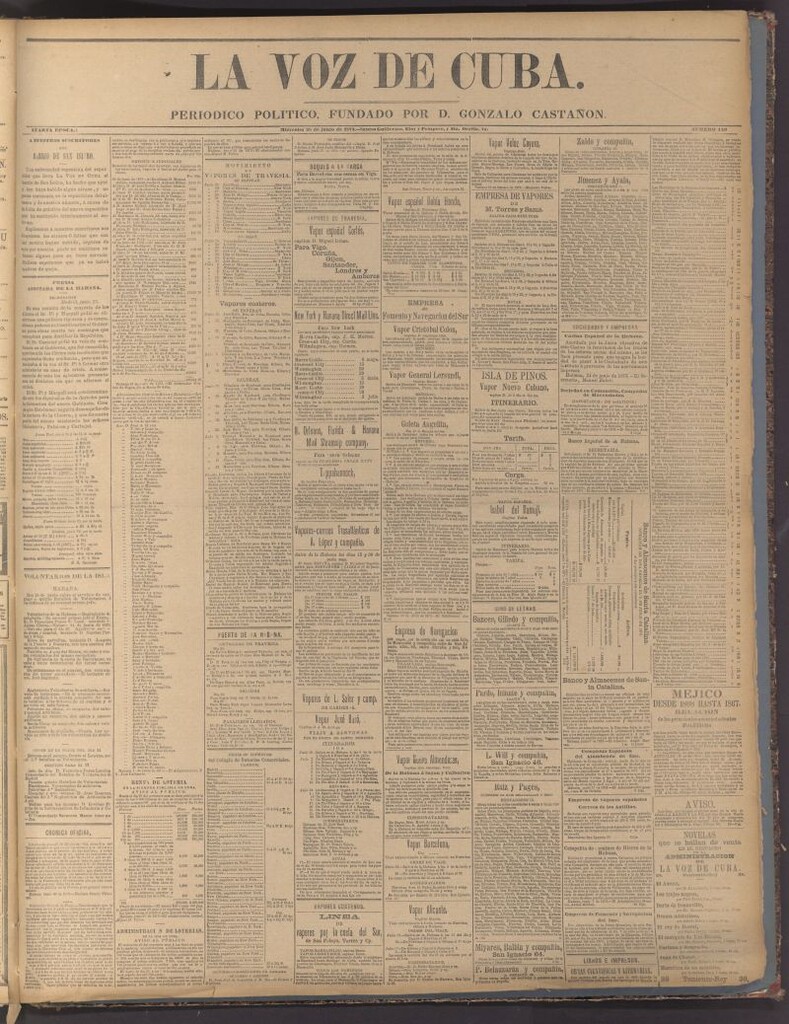 Miniatura de La Voz de Cuba: diario conservador del 25 de junio de 1873