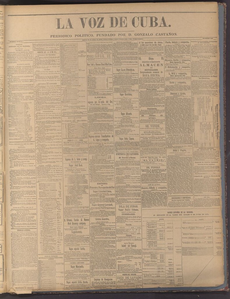 Miniatura de La Voz de Cuba: diario conservador del 26 de junio de 1873