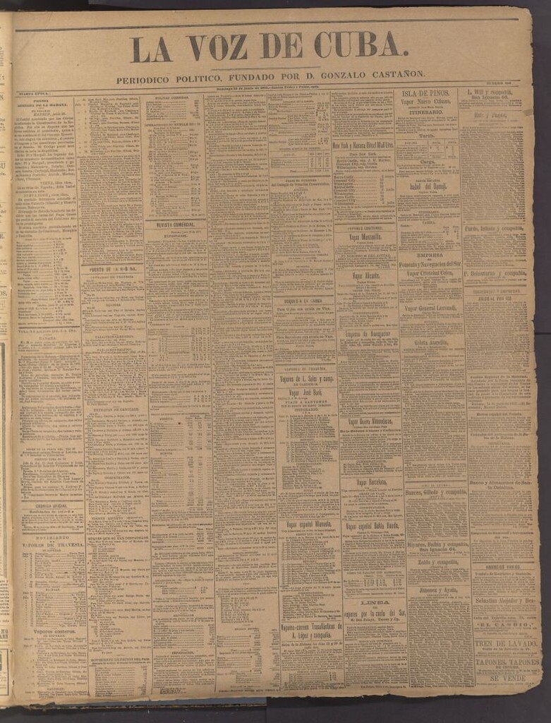 Miniatura de La Voz de Cuba: diario conservador del 29 de junio de 1873