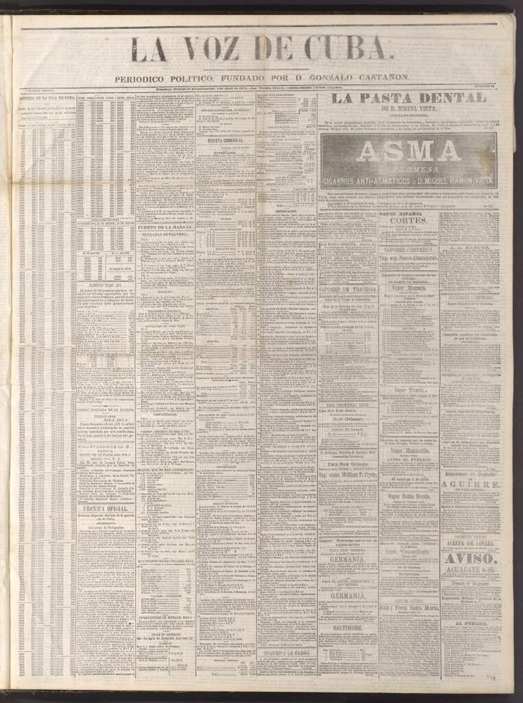 Miniatura de La Voz de Cuba: diario conservador del 5 de abril de 1874