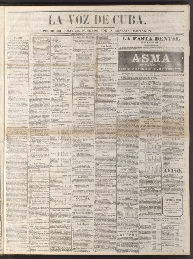Miniatura de La Voz de Cuba: diario conservador del 8 de abril de 1874