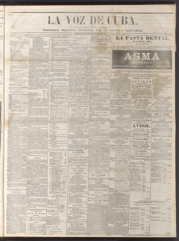 Miniatura de La Voz de Cuba: diario conservador del 11 de abril de 1874