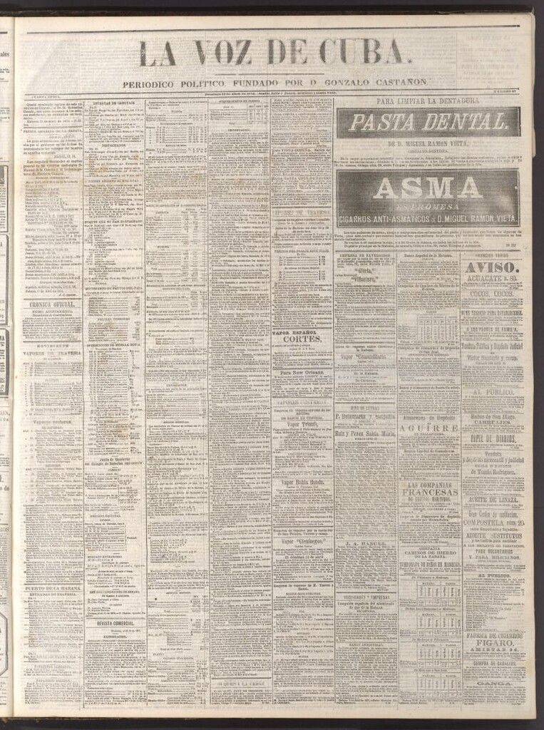 Miniatura de La Voz de Cuba: diario conservador del 12 de abril de 1874