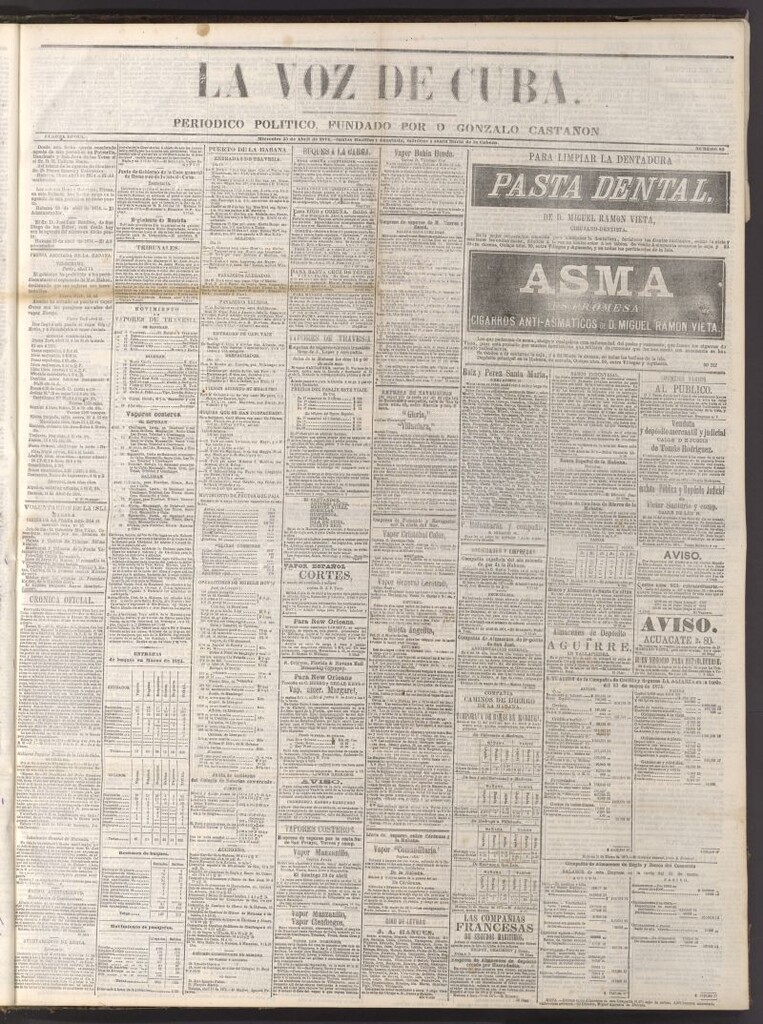 Miniatura de La Voz de Cuba: diario conservador del 15 de abril de 1874