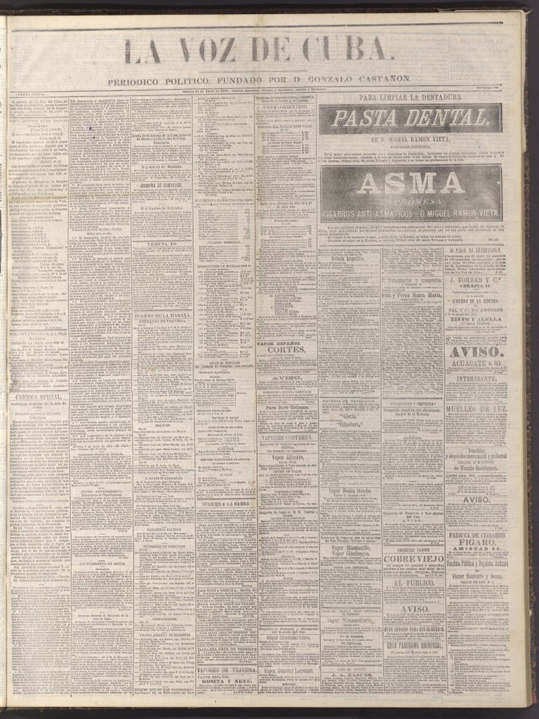 Miniatura de La Voz de Cuba: diario conservador del 21 de abril de 1874
