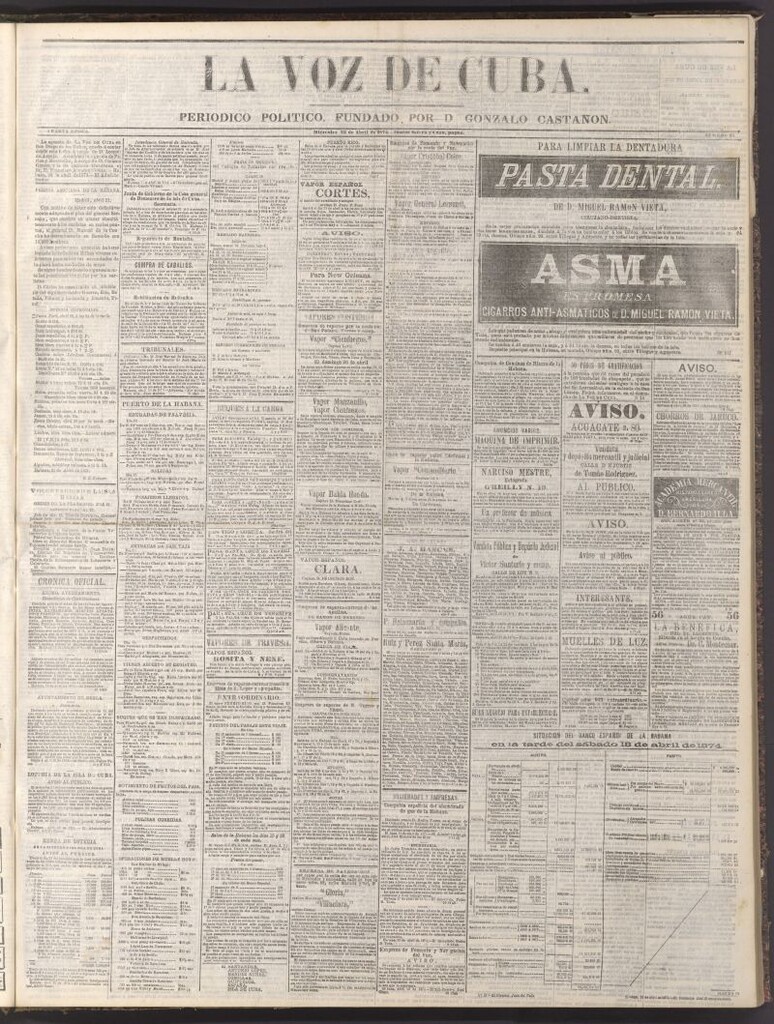 Miniatura de La Voz de Cuba: diario conservador del 22 de abril de 1874