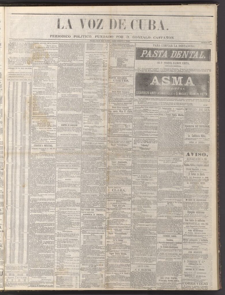 Miniatura de La Voz de Cuba: diario conservador del 24 de abril de 1874