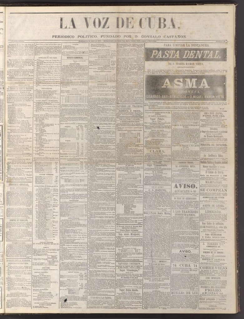 Miniatura de La Voz de Cuba: diario conservador del 26 de abril de 1874