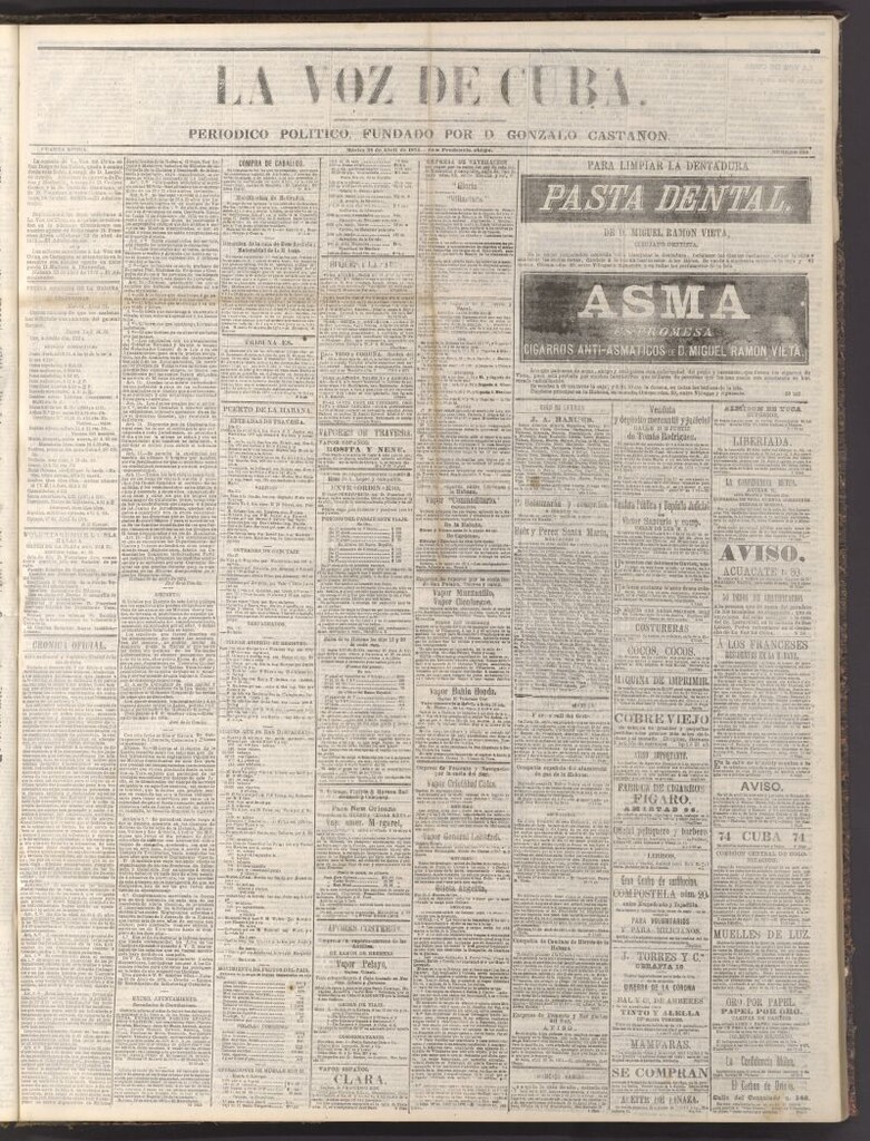 Miniatura de La Voz de Cuba: diario conservador del 28 de abril de 1874