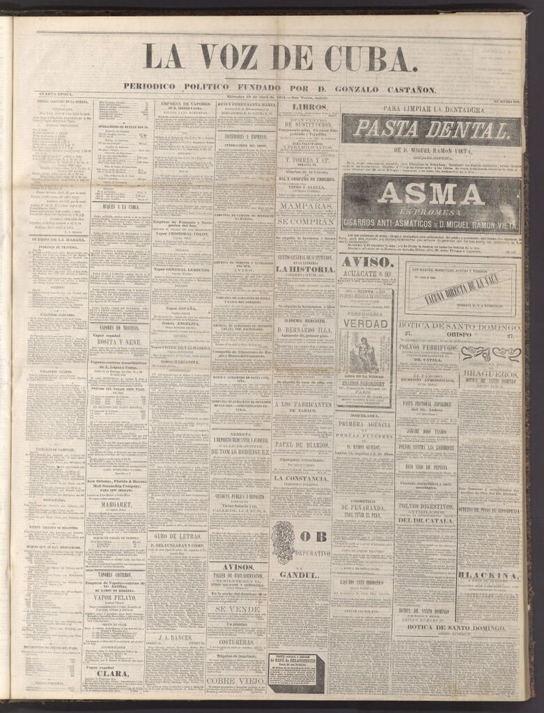 Miniatura de La Voz de Cuba: diario conservador del 29 de abril de 1874