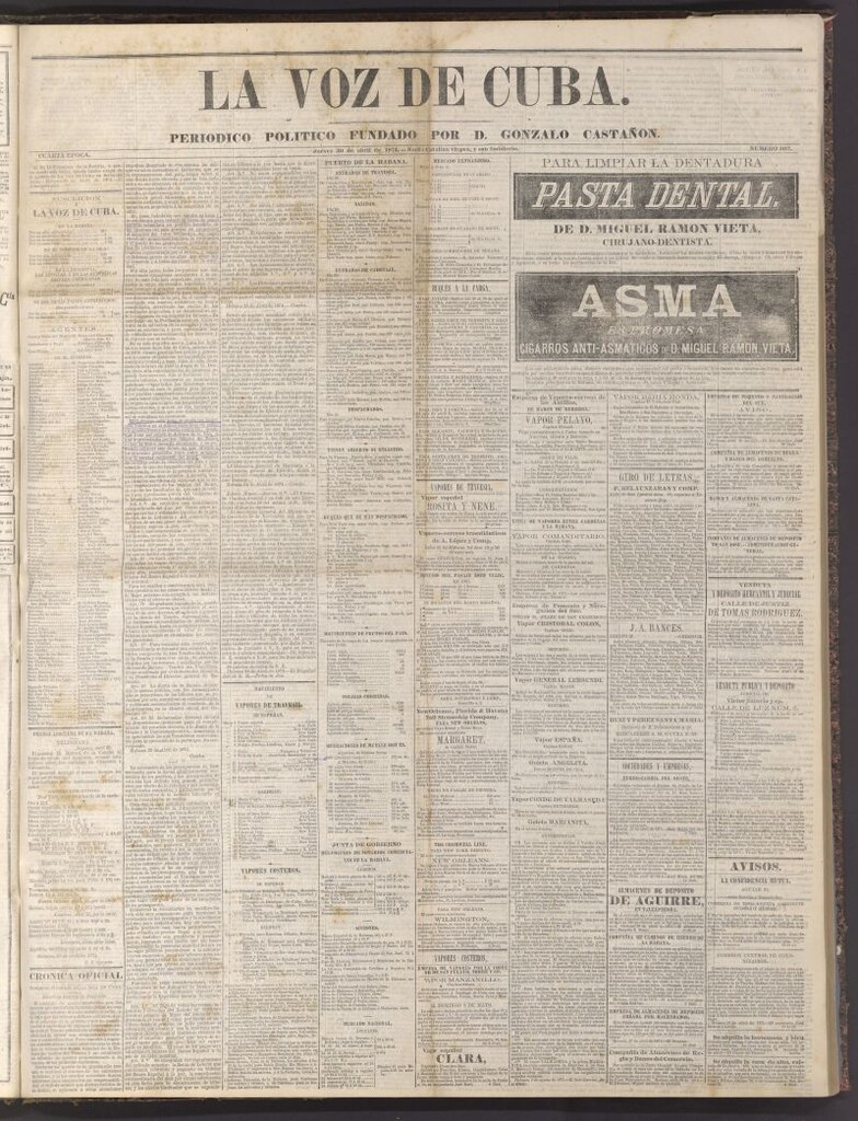 Miniatura de La Voz de Cuba: diario conservador del 30 de abril de 1874