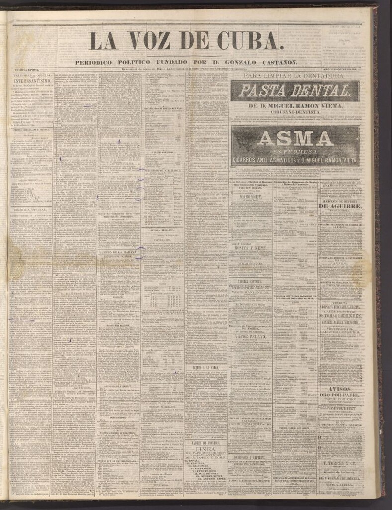 Miniatura de La Voz de Cuba: diario conservador del 3 de mayo de 1874