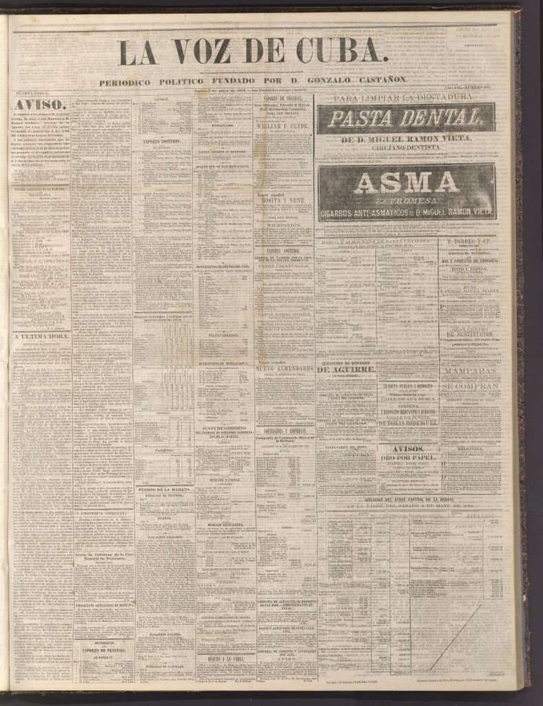 Miniatura de La Voz de Cuba: diario conservador del 7 de mayo de 1874