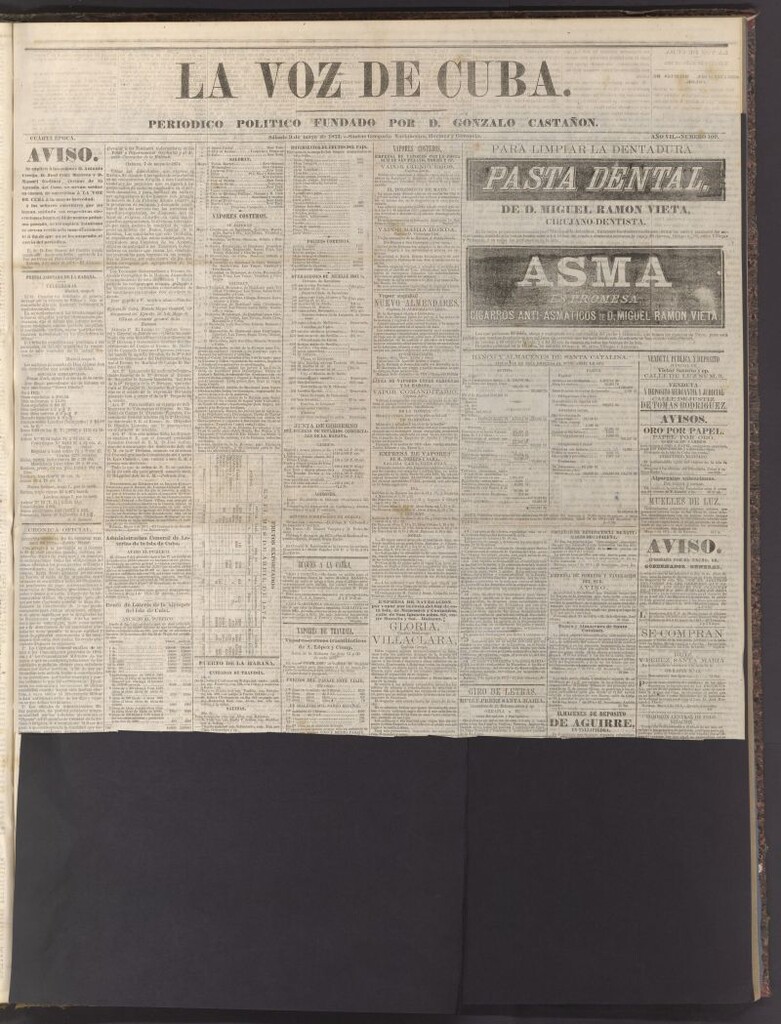 Miniatura de La Voz de Cuba: diario conservador del 9 de mayo de 1874