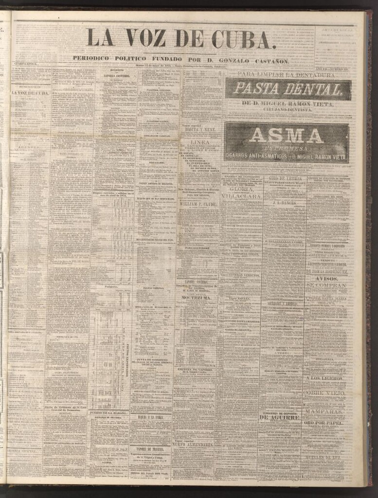 Miniatura de La Voz de Cuba: diario conservador del 12 de mayo de 1874