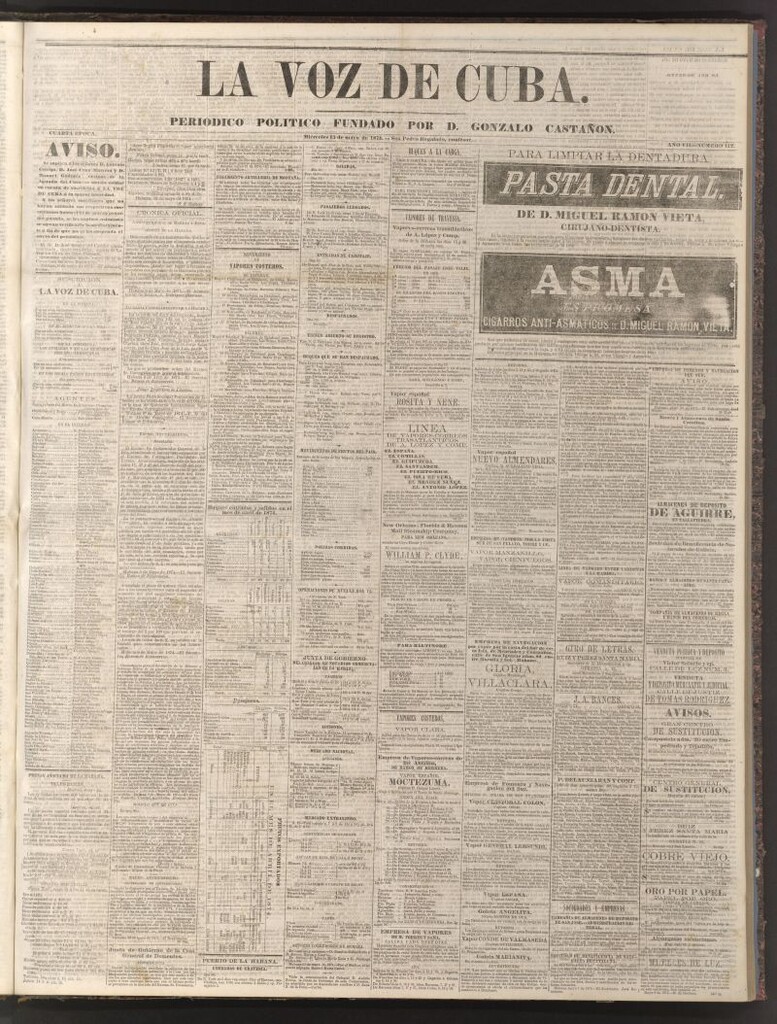 Miniatura de La Voz de Cuba: diario conservador del 13 de mayo de 1874