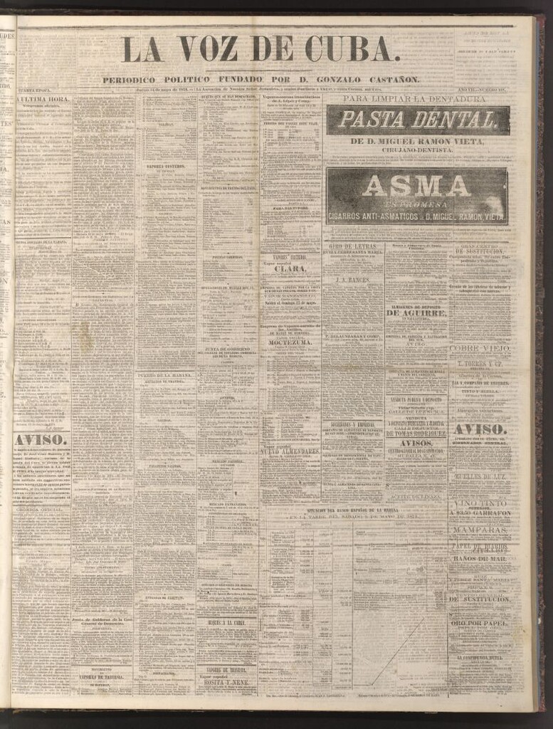Miniatura de La Voz de Cuba: diario conservador del 14 de mayo de 1874