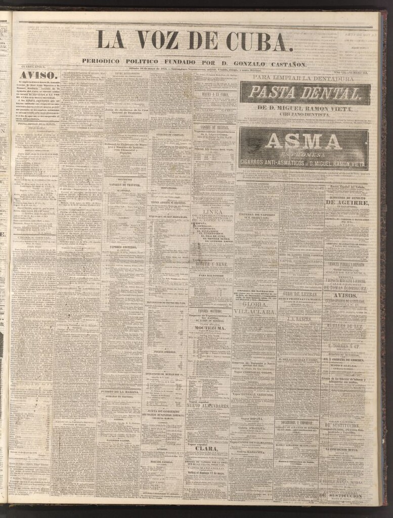 Miniatura de La Voz de Cuba: diario conservador del 16 de mayo de 1874