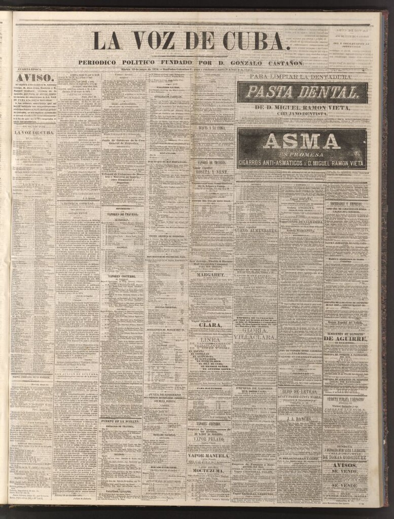 Miniatura de La Voz de Cuba: diario conservador del 19 de mayo de 1874