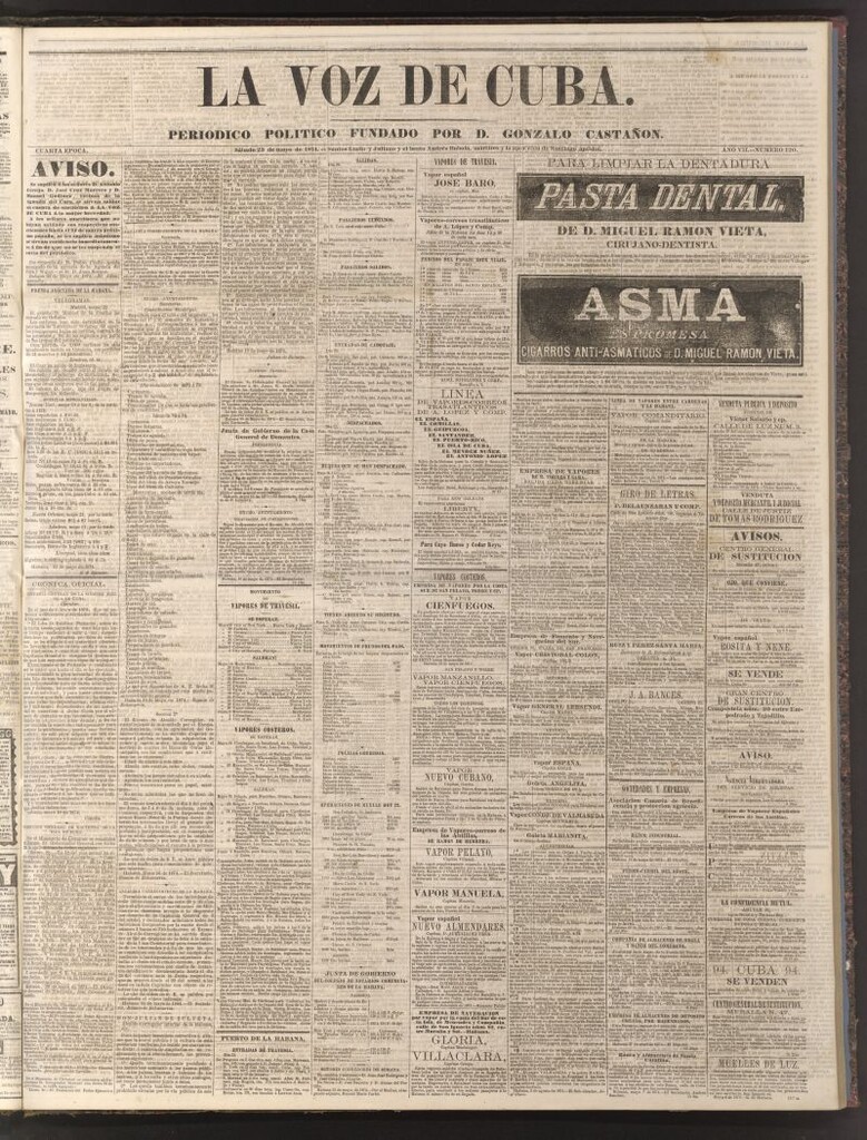 Miniatura de La Voz de Cuba: diario conservador del 23 de mayo de 1874