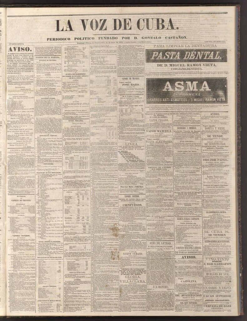 Miniatura de La Voz de Cuba: diario conservador del 24 de mayo de 1874