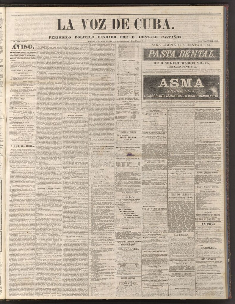 Miniatura de La Voz de Cuba: diario conservador del 27 de mayo de 1874