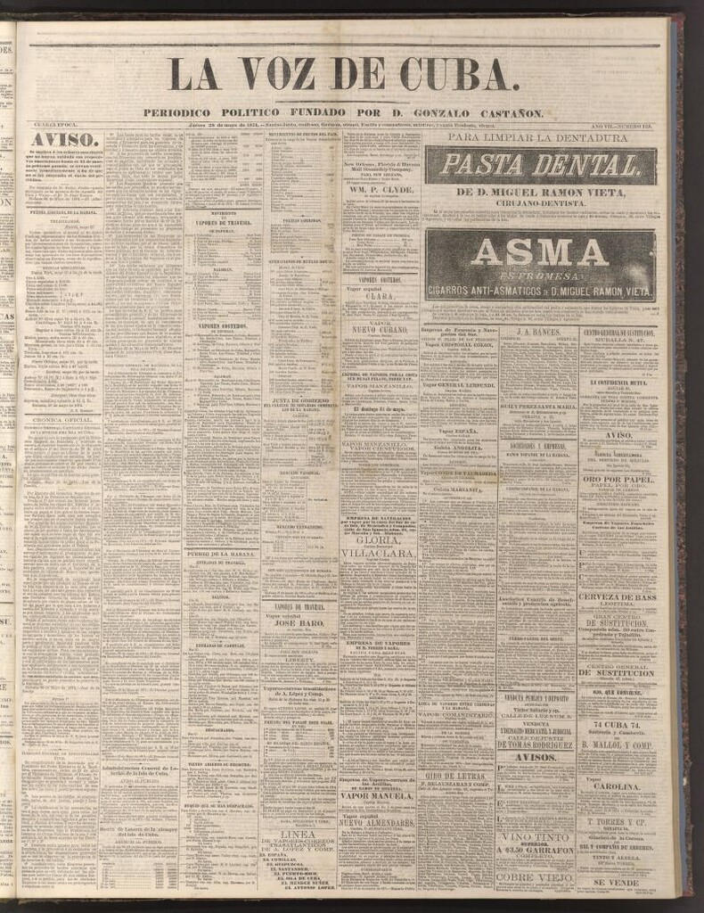 Miniatura de La Voz de Cuba: diario conservador del 28 de mayo de 1874