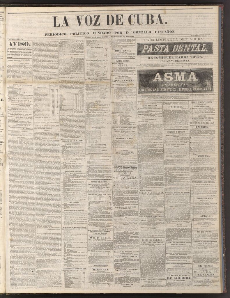 Miniatura de La Voz de Cuba: diario conservador del 30 de mayo de 1874