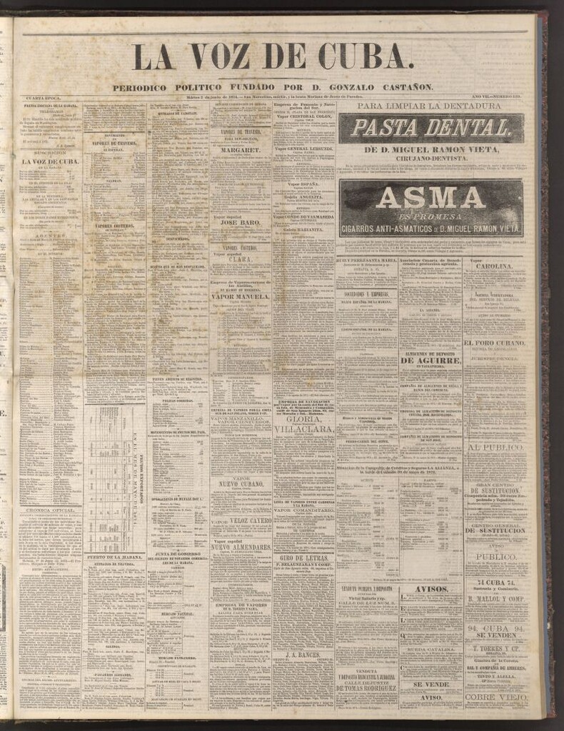 Miniatura de La Voz de Cuba: diario conservador del 2 de junio de 1874