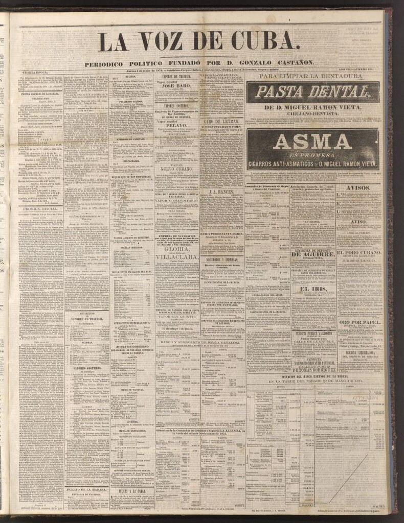 Miniatura de La Voz de Cuba: diario conservador del 4 de junio de 1874