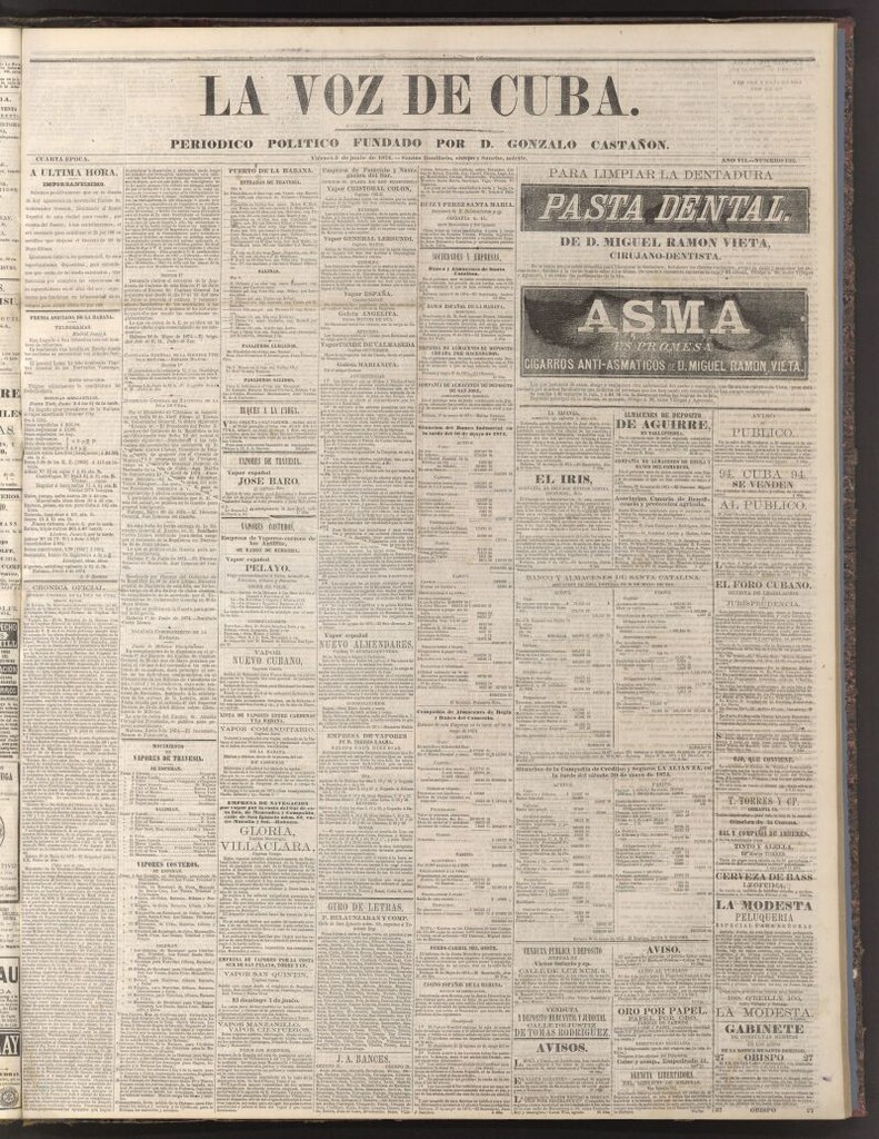 Miniatura de La Voz de Cuba: diario conservador del 5 de junio de 1874