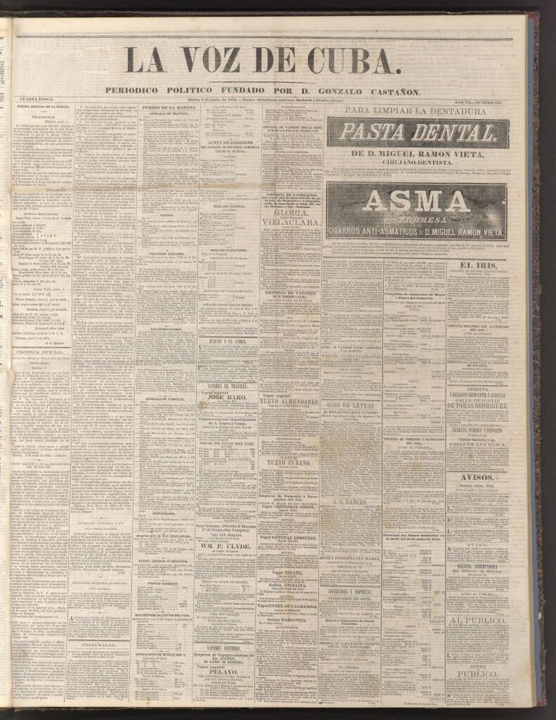Miniatura de La Voz de Cuba: diario conservador del 9 de junio de 1874